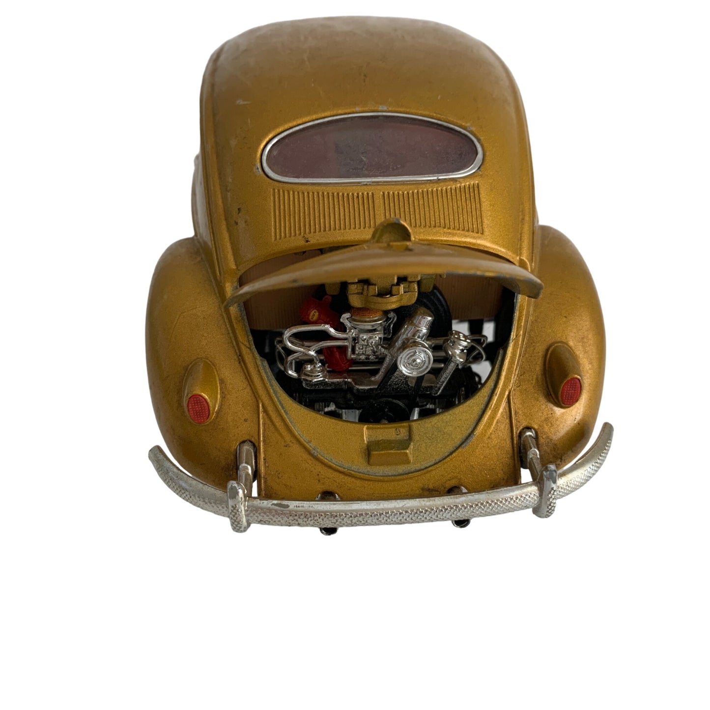 Burago 1955 Gold Volkswagon Beetle Diecast Car with Stand