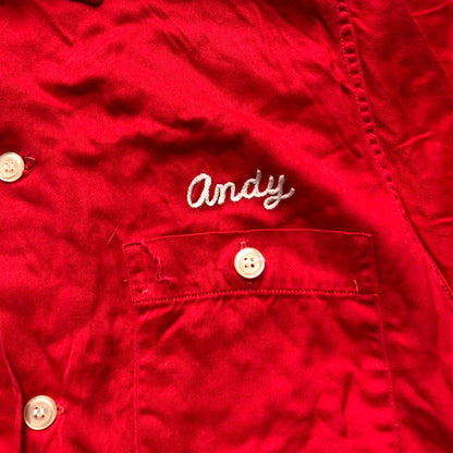 1950s 1960s Nat Nast Creation Nebrasks Port Edwards State Bank Red Shirt Embroidered Andy