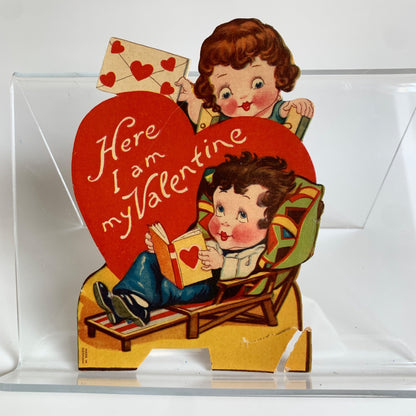 Vintage Valentine's Day Card Made in Germany Here I am My Valentine
