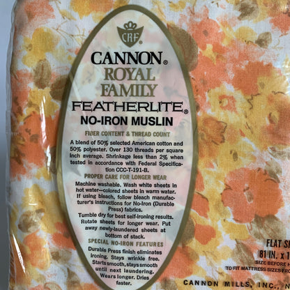 Cannon Royal Family Featherlite No-Iron Muslin Flat Sheet 81 x 104"  New