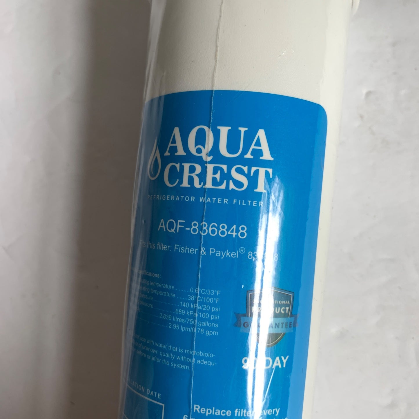 Aqua Crest Refrigerator Water Filter AQF-836848 New Sealed