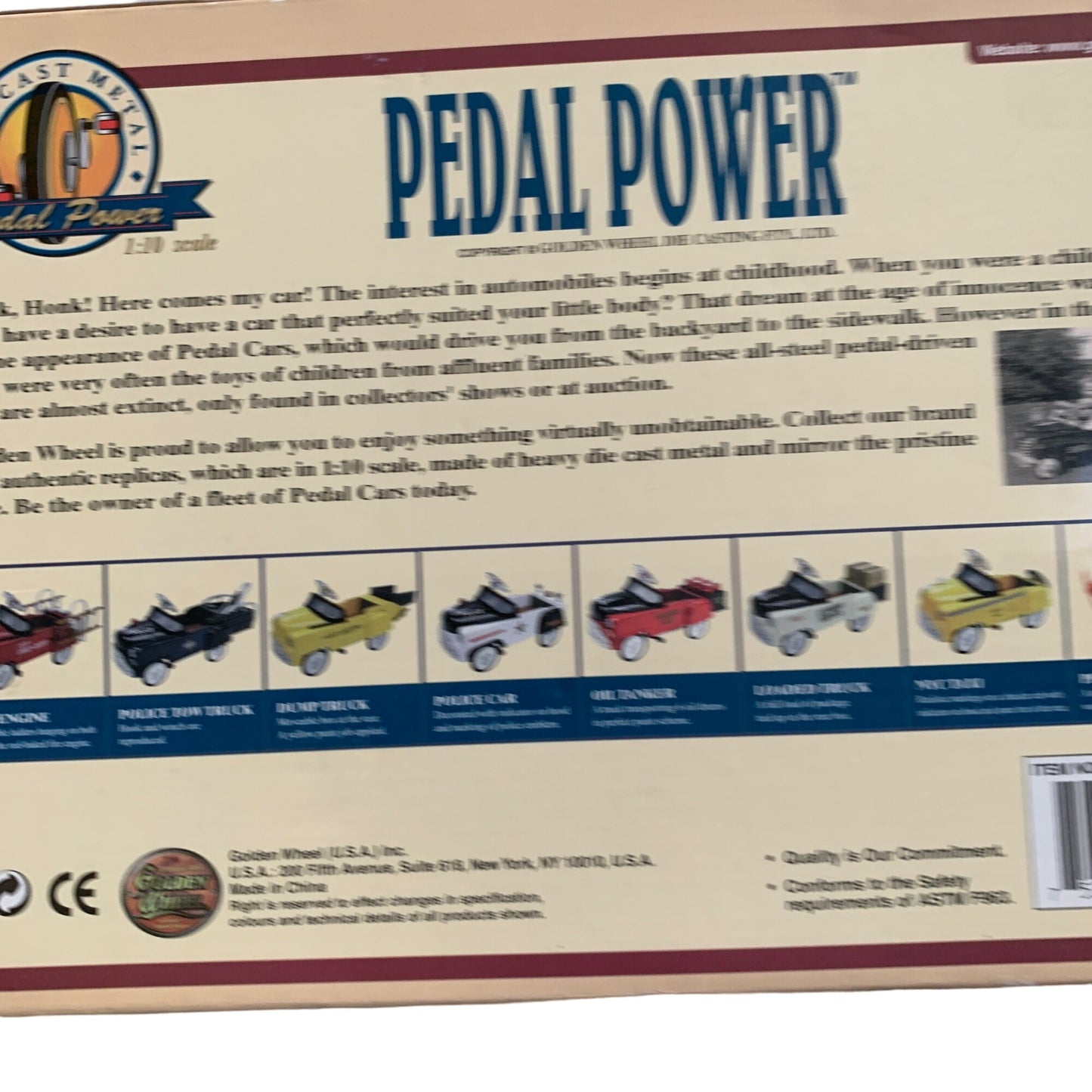 Pedal Power Die Cast Metal 1:10 Scale Vehicles New 1/10