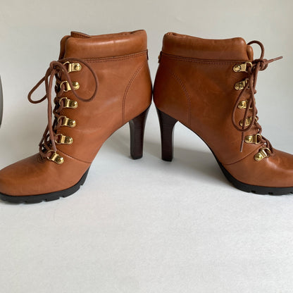 Lauren Ralph Lauren Darby Cognac Leather Boots Size 7
