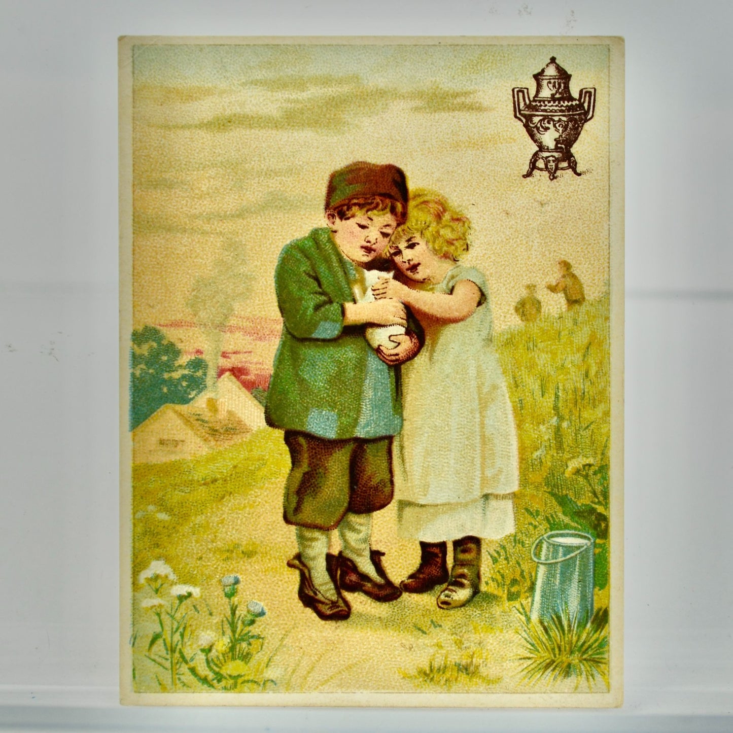 Dilworth's Coffee Antique Victorian Trading Card Boy Girl Cat