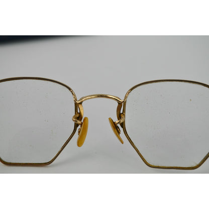 Vintage American Optical 1/10 12KGF Eyeglasses AO Gold-Filled Hexagon Glasses