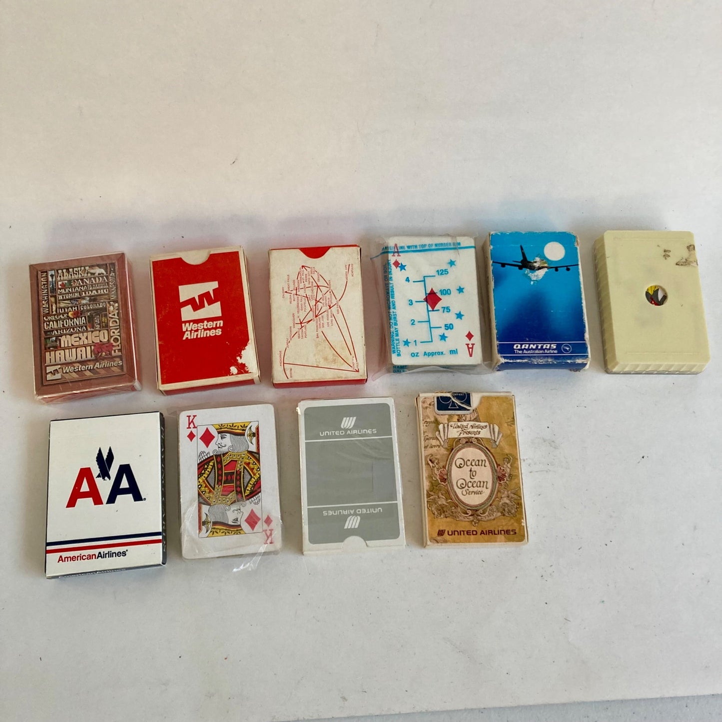 Lot 10 Vintage Airline Playing Card Decks Western American Eastern United Qantas