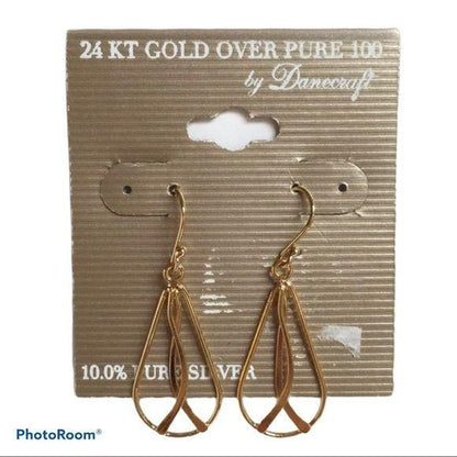 Danecraft 24K Gold over Silver Teardrop Earrings