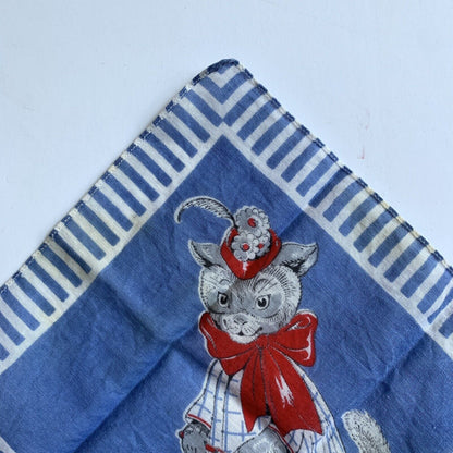 VINTAGE Child’s Handkerchief Hanky Cat Mouse Baby Buggy