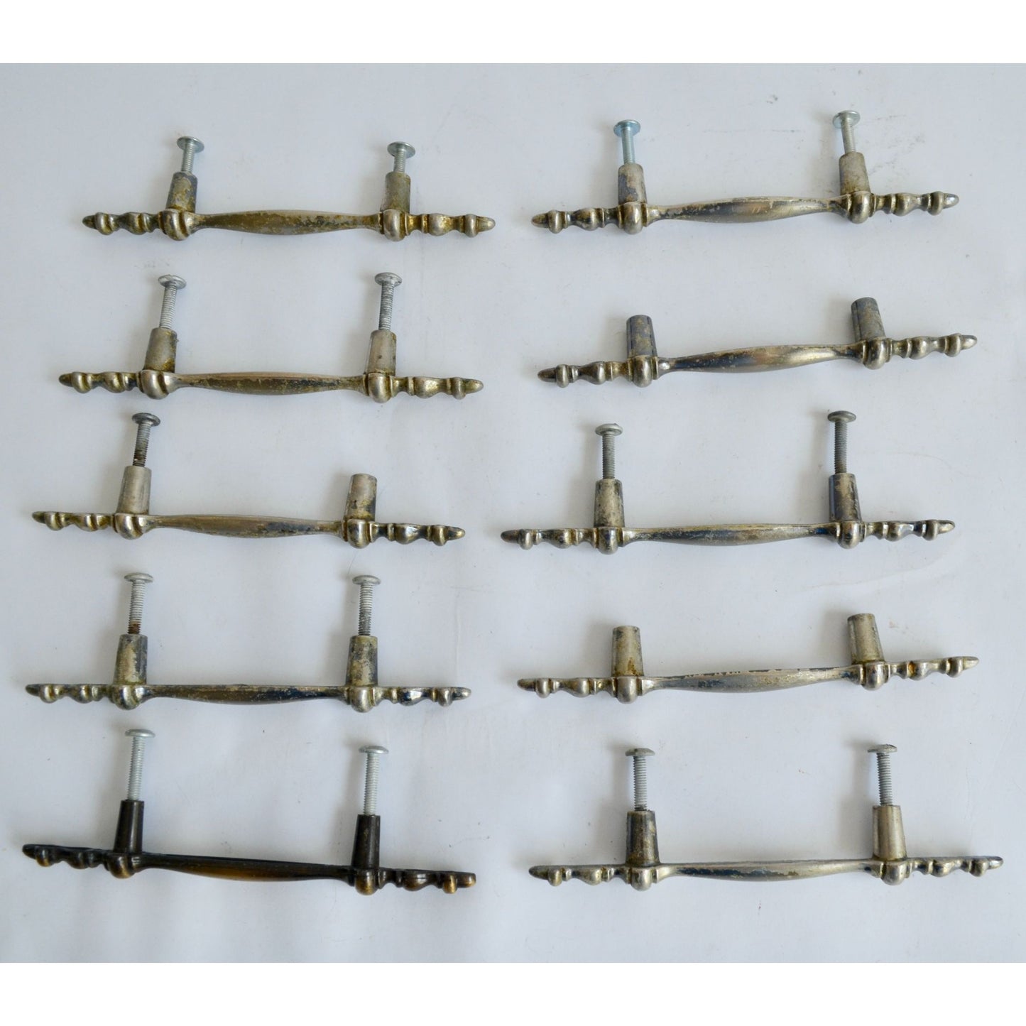 Lot of 10 Vintage Drawer Pulls Handles 3" Centers Brass
