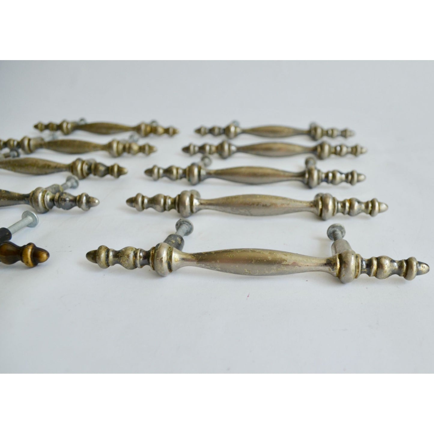 Lot of 10 Vintage Drawer Pulls Handles 3" Centers Brass