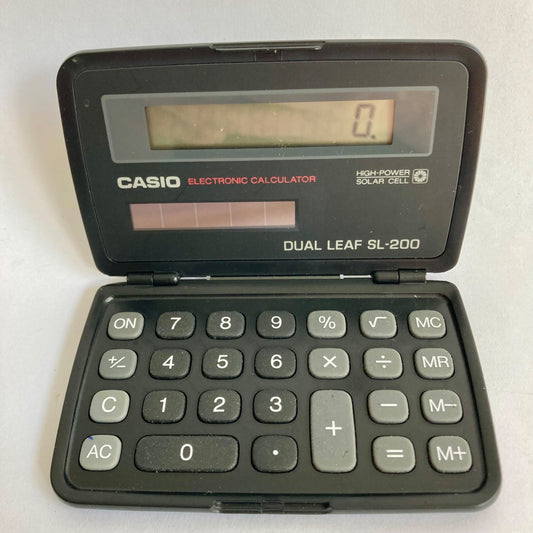 Vintage Casio Dual Leaf SL-200 Folding Solar Calculator TESTED & WORKS GREAT!