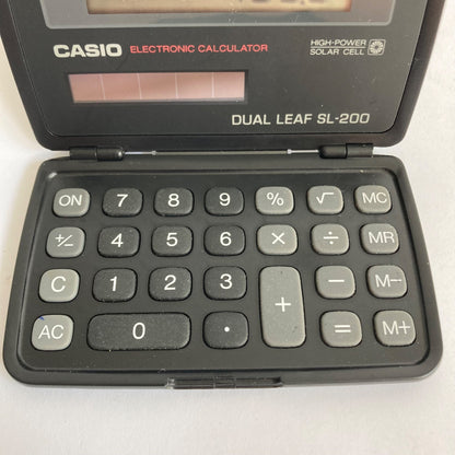 Vintage Casio Dual Leaf SL-200 Folding Solar Calculator TESTED & WORKS GREAT!