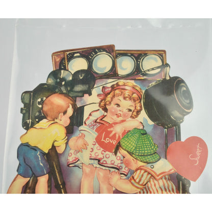 Vintage Mechanical Shirley Temple Child Star Articulating Valentine's Day Card