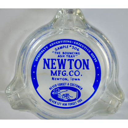 Newton MFG Co. Clear Glass Ashtray Ash Tray Vintage