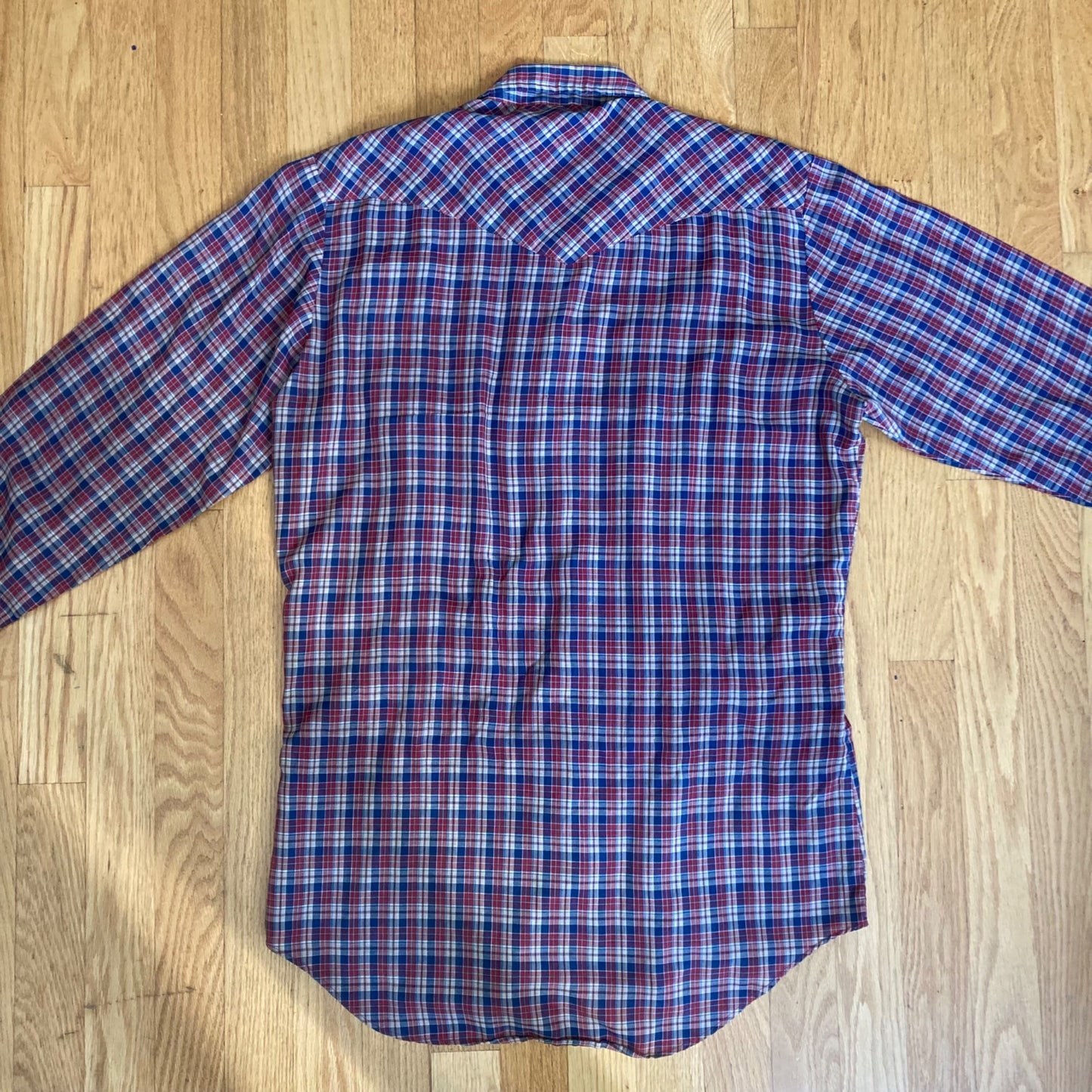 Vintage Sears Roebucks Western Wear Long-Sleeve Shirt Pearl Snap Plaid Men's M