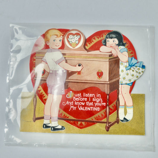 Vintage Valentine Card Just Listen in And Know That You're My