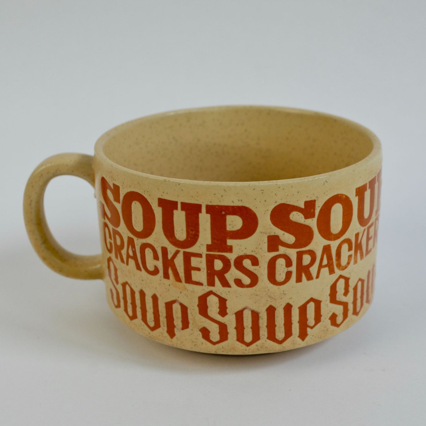 Vintage Japan Brown Speckled Soup Crackers Mug Bowl READ