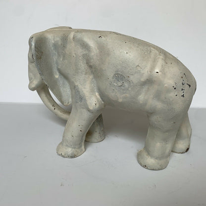 Vintage Cast Metal Painted White Elephant Figurine