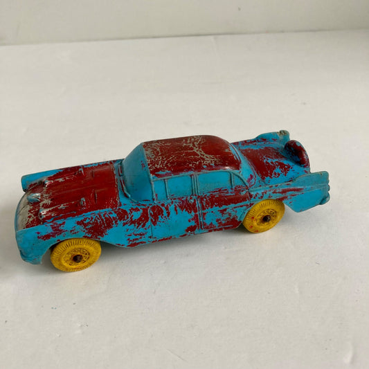 Vintage Auburn Rubber Toy Car 1950's Blue Red