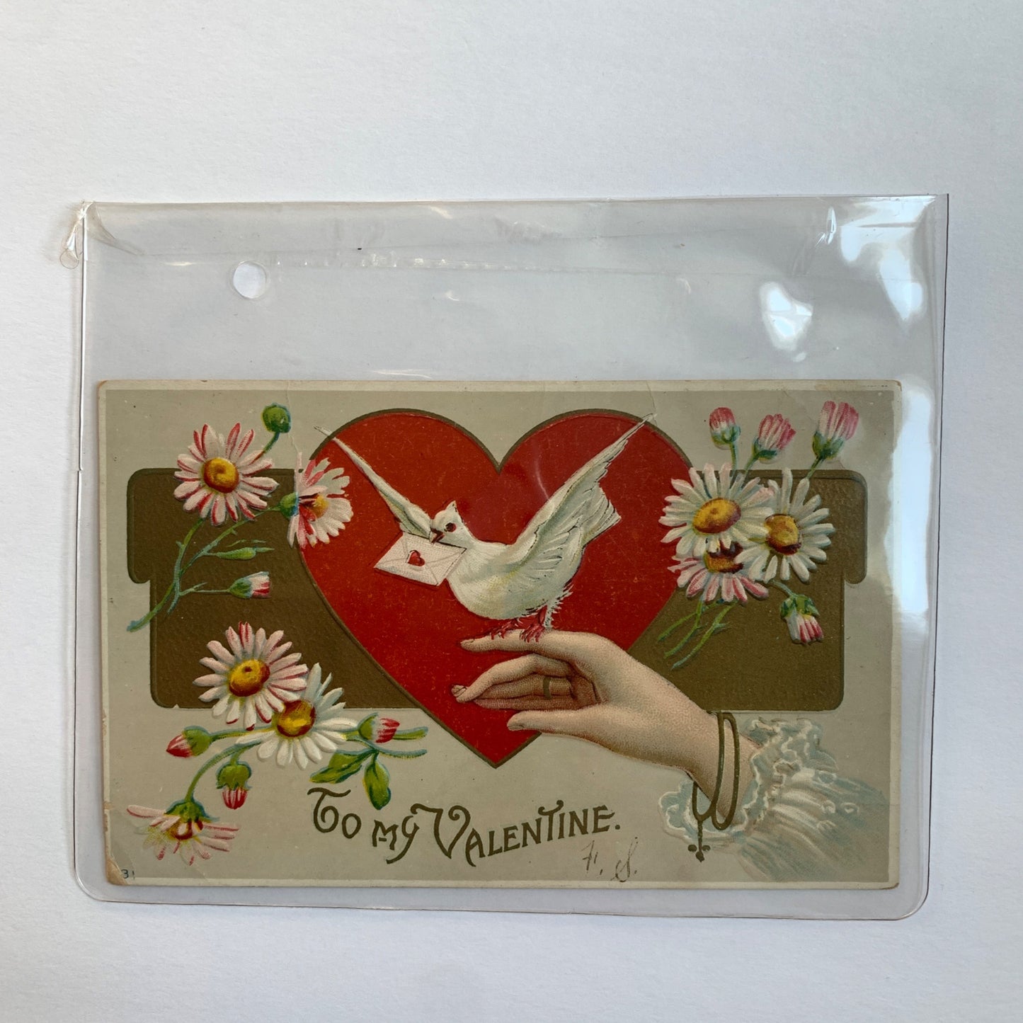 1911 Antique Valentine's Day Postcard Stamped Dated To My Valentine