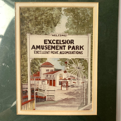 Mary Ostazeski Matted Excelsior Amusement Park Print Sealed