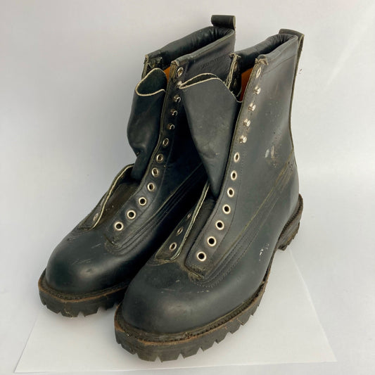 Vintage Military Timberland? Work Boots Men's Size 9 Black Leather MISSING LACES