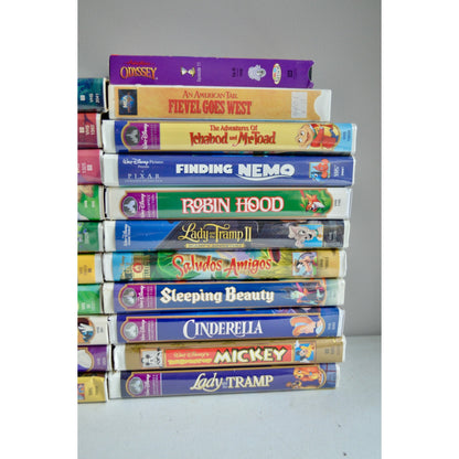 Lot of 21 Vintage Disney VHS Adventures in Odyssey Fievel Goes West Black Diamond