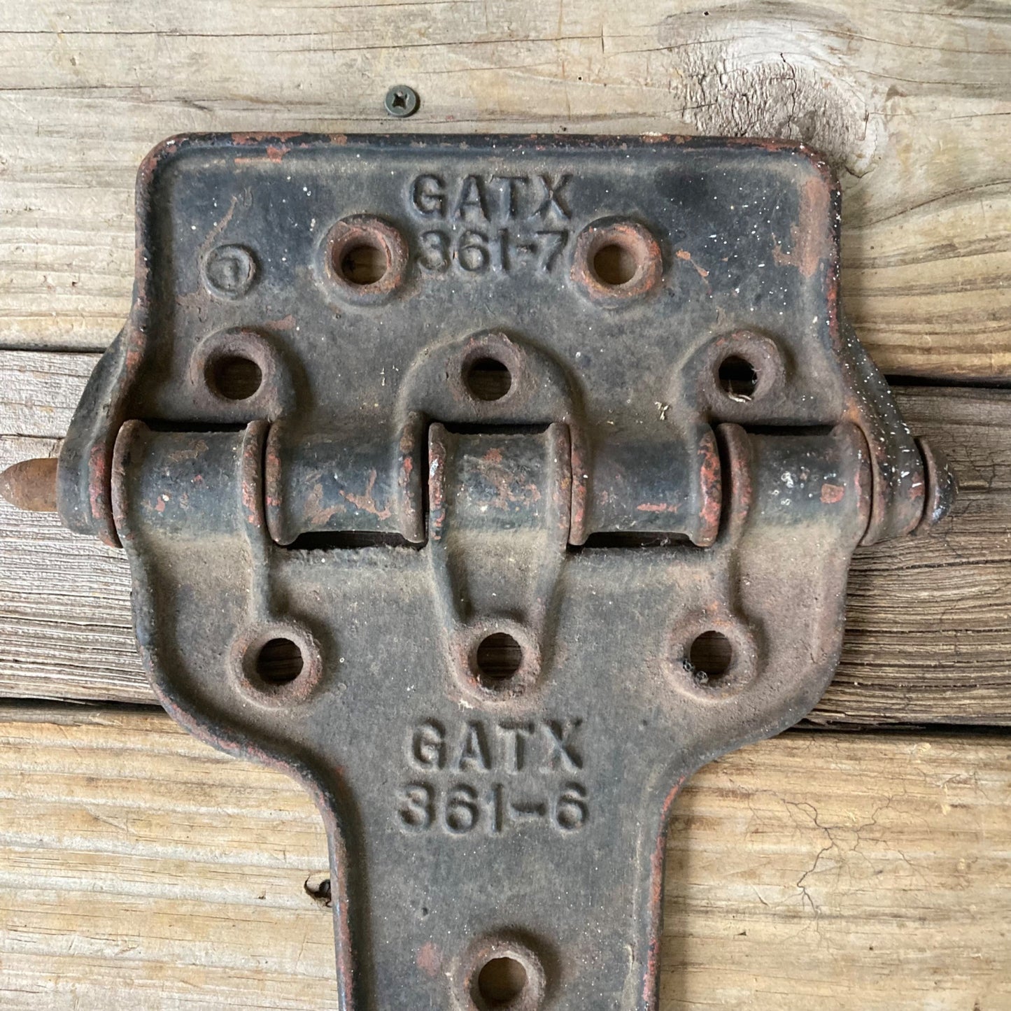 Pair Antique Cast Iron 15.5" Hinges GTX 361-6, 361-7 Large Barn Door Boxcar