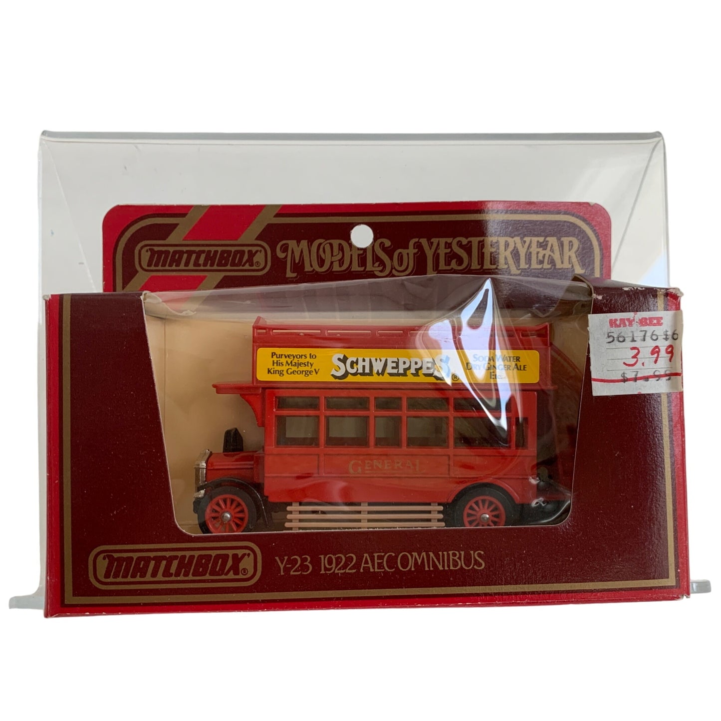 Matchbox Y-23 1922 AEC Omnibus Schweppes Double Decker Bus Toy Vintage New