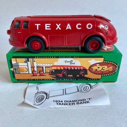 Vintage Ertl Texaco 1934 Diamond Tanker Truck "Doodle Bug" Diecast Bank w/ KEY!