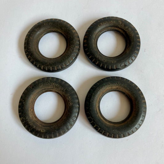 Vintage Set 4 Wyandotte Toys 2.5 Inch Tires Hard Rubber Black