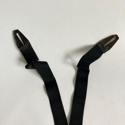 Vintage Paris Suspenders Black Stretch Leather Tabs Men's