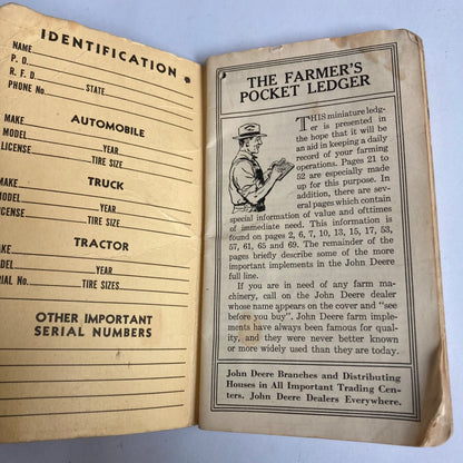 Vintage 1949 Farmer's Pocket Ledger, 1972 Memo Book & REAL Dairy Pencil