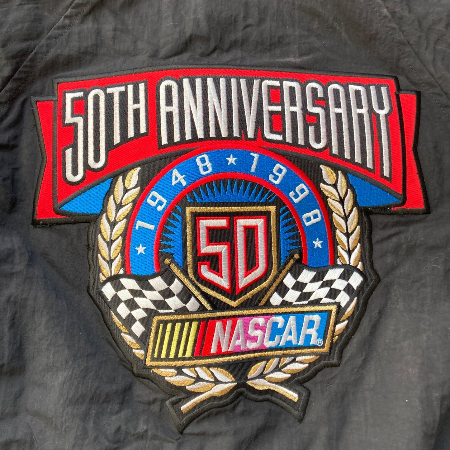 NASCAR 50th Anniversary Jacket Men's Medium Hartwell ViaSport Racing Nylon Black