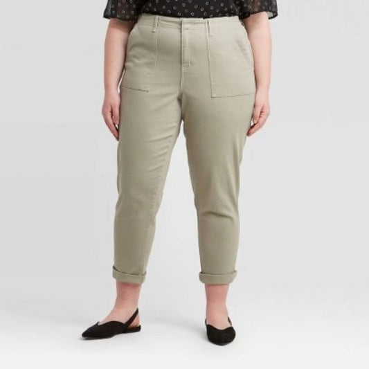 Ava & Viv Mid-Rise Straight Leg Utility Ankle Pant