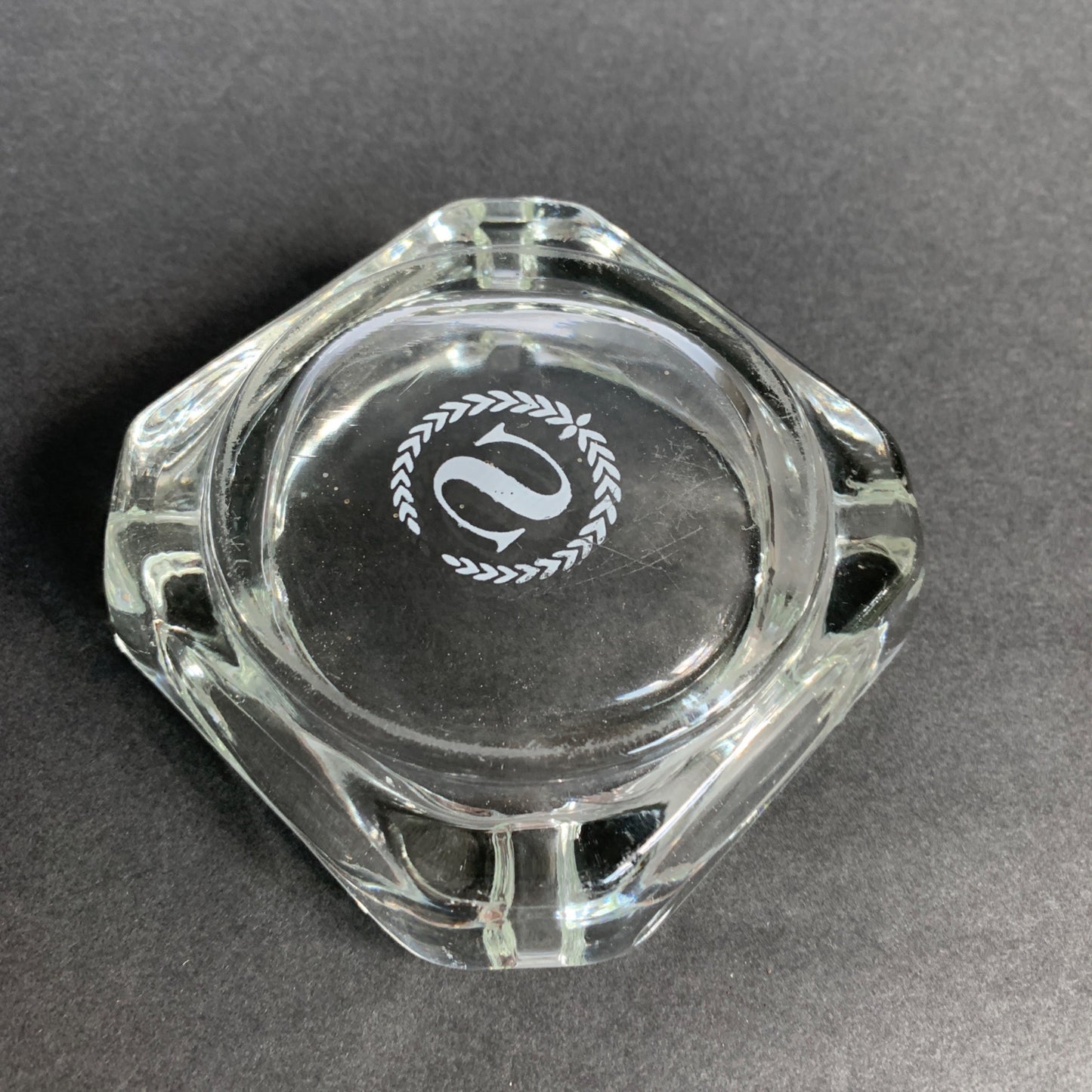 Vintage Sheraton Hotels Ashtray Clear Glass White Logo