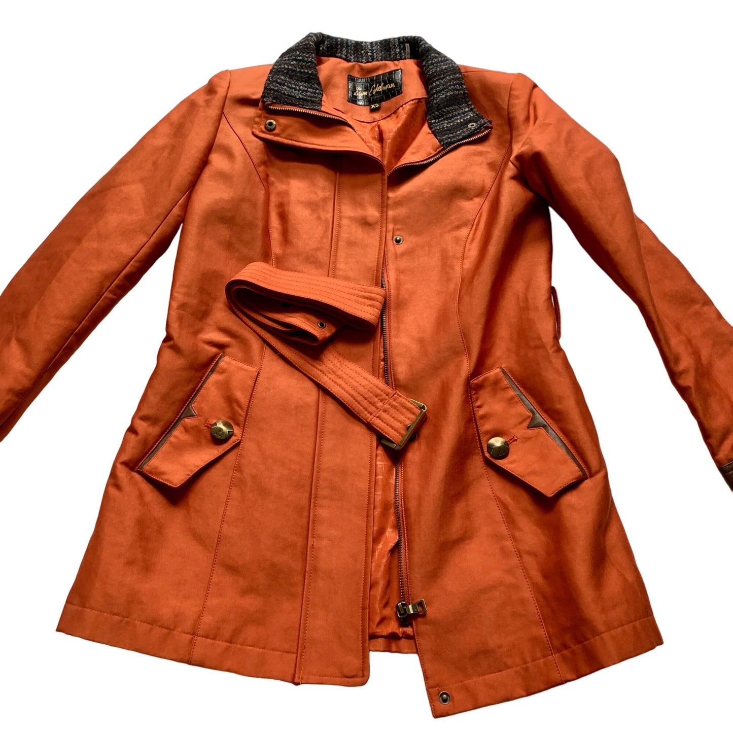 Sam Edelman Orange Fall Coat Belted Size XS