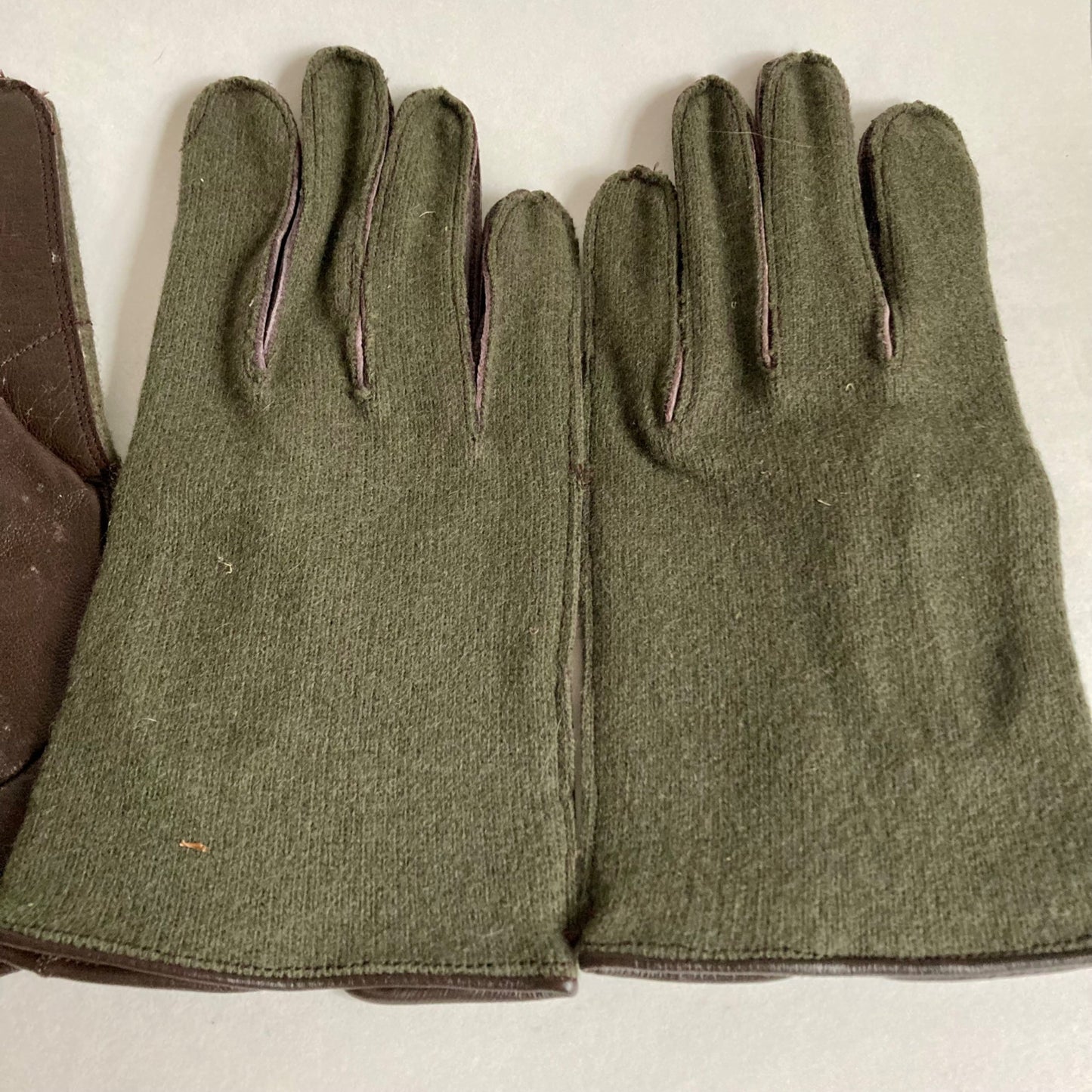 Vintage Lot 2 Pairs European Military Gloves Leather Wool