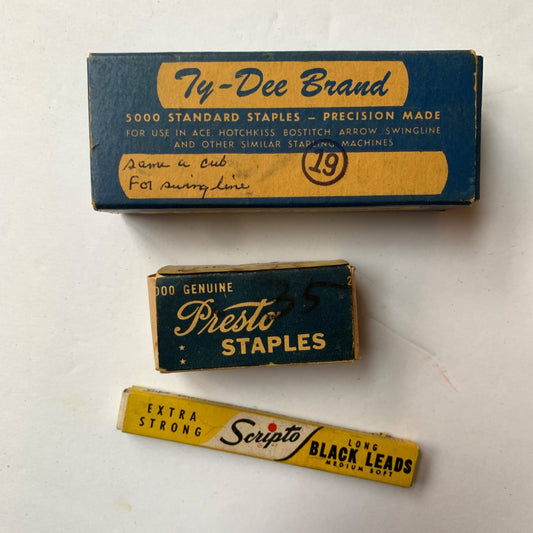 Vintage Ty-Dee Brand Presto Staples Scripto Black Leads Boxes