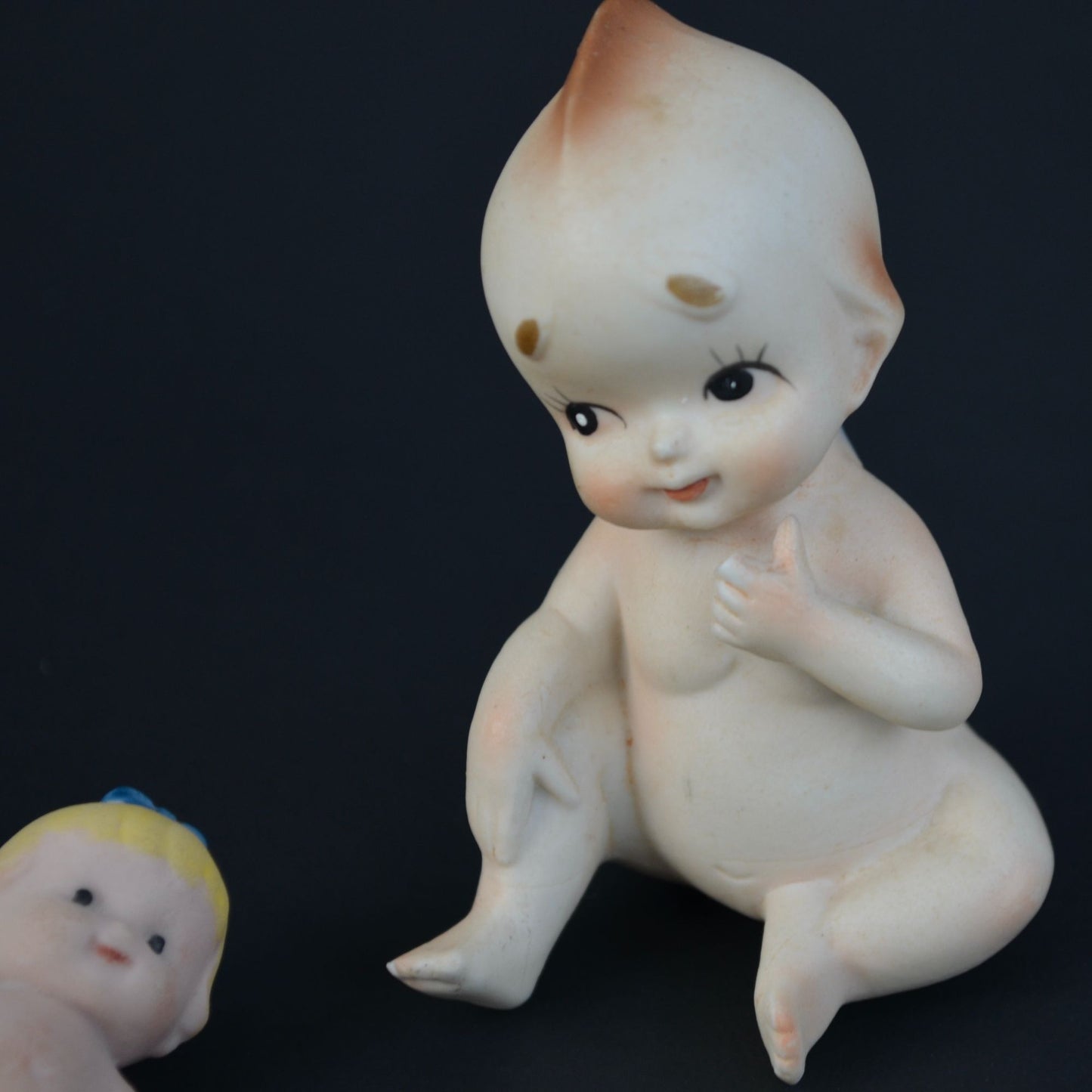 Vintage Bisque Porcelain Kewpie Doll Figurine & Brooch Pin Lot