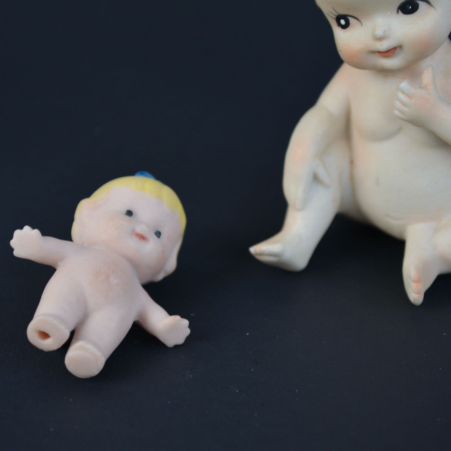 Vintage Bisque Porcelain Kewpie Doll Figurine & Brooch Pin Lot