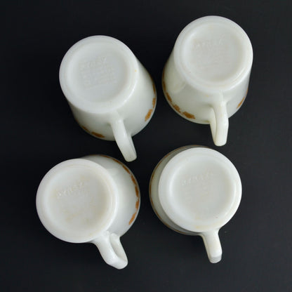 Pyrex Butterfly Gold Milk Glass Coffee Mugs Lot of 4 Vintage