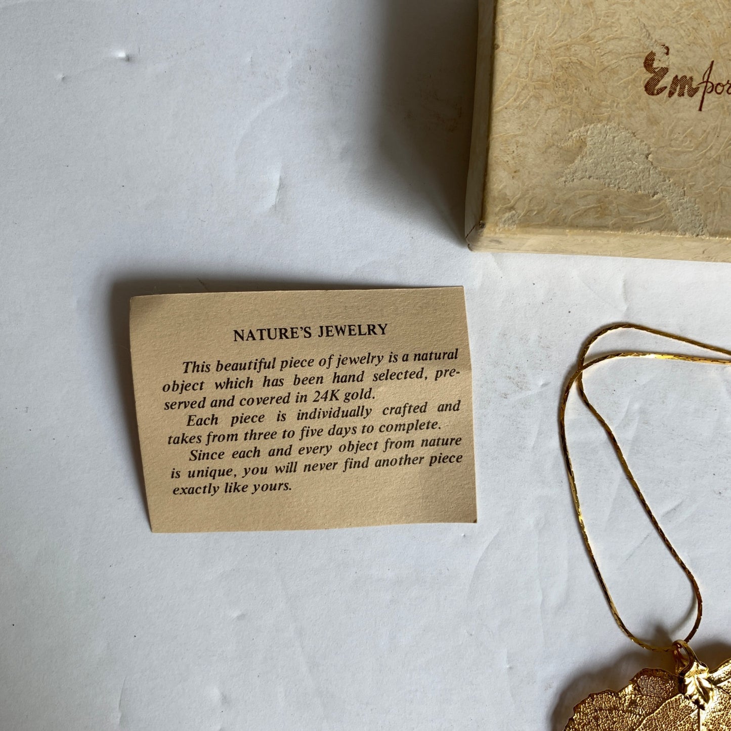 Vintage | 24KT Gold Plated Aspen Leaf Pendant and Chain Necklace