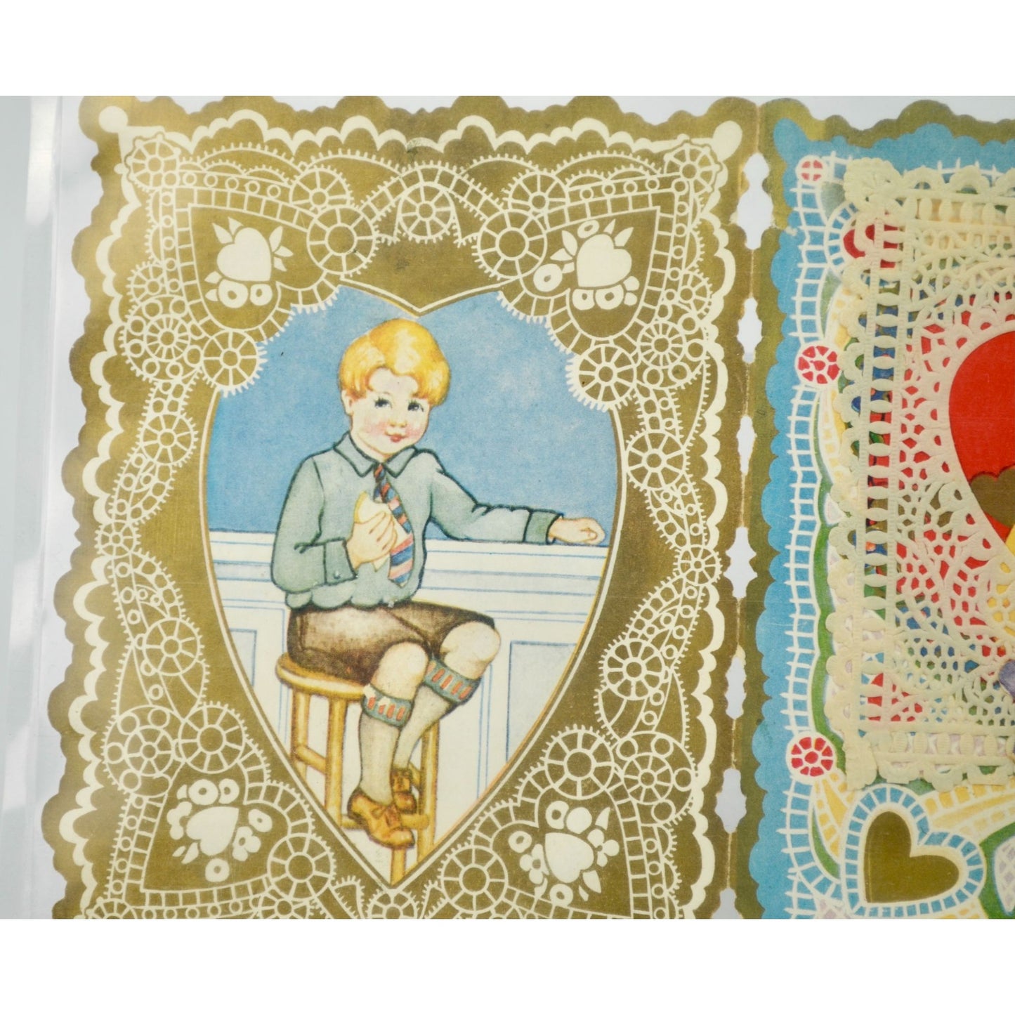 Vintage Valentine's Day Card Lace Detailed Front & Back