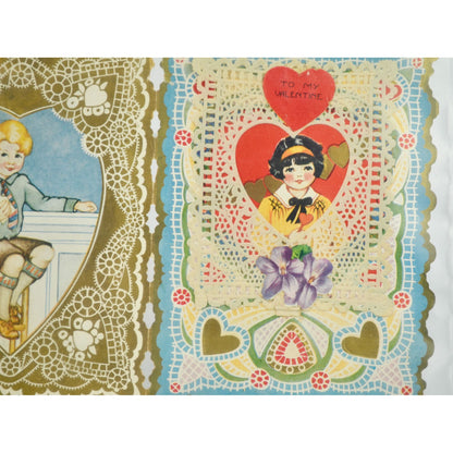 Vintage Valentine's Day Card Lace Detailed Front & Back