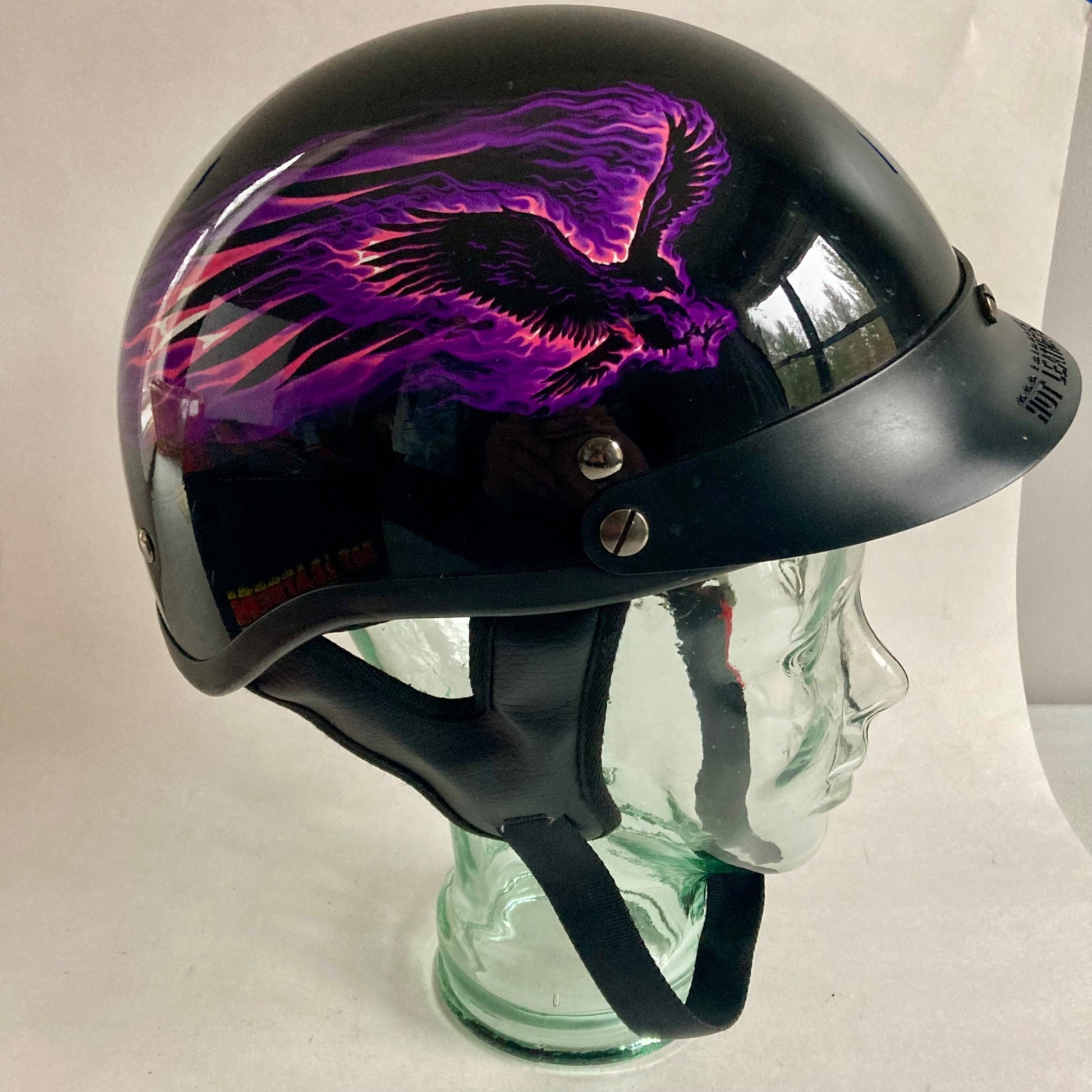 eagle motorcycle helmet Hot Leathers Purple Blackout Eagle Motorcycle Half-Helmet Size XS – Sunrise Pickers