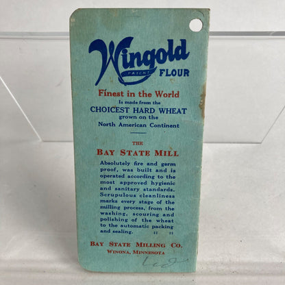 Vintage 1942 Bay State Milling Co Wingold Flour Notebook WWII Era Winona, MN