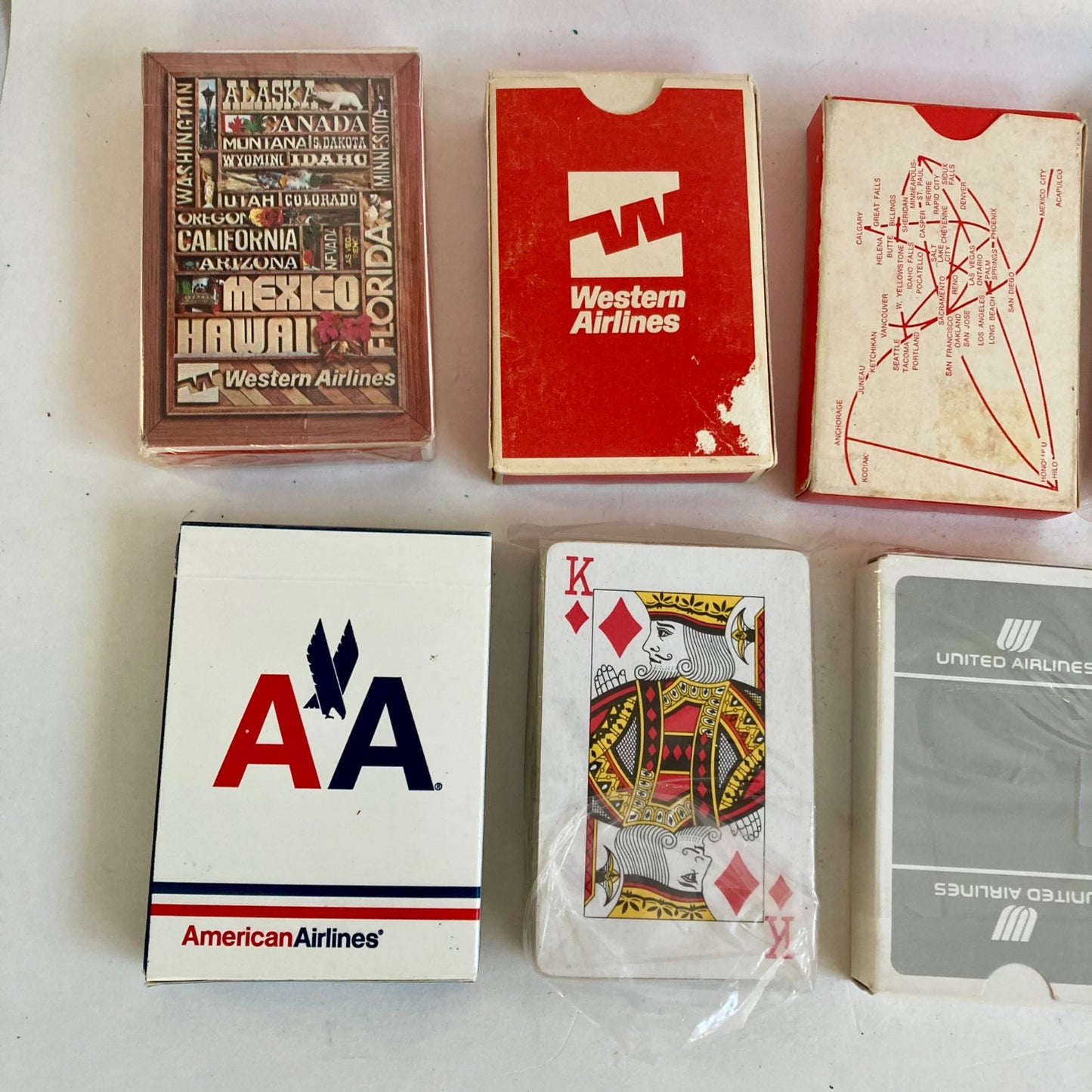 Lot 10 Vintage Airline Playing Card Decks Western American Eastern United Qantas