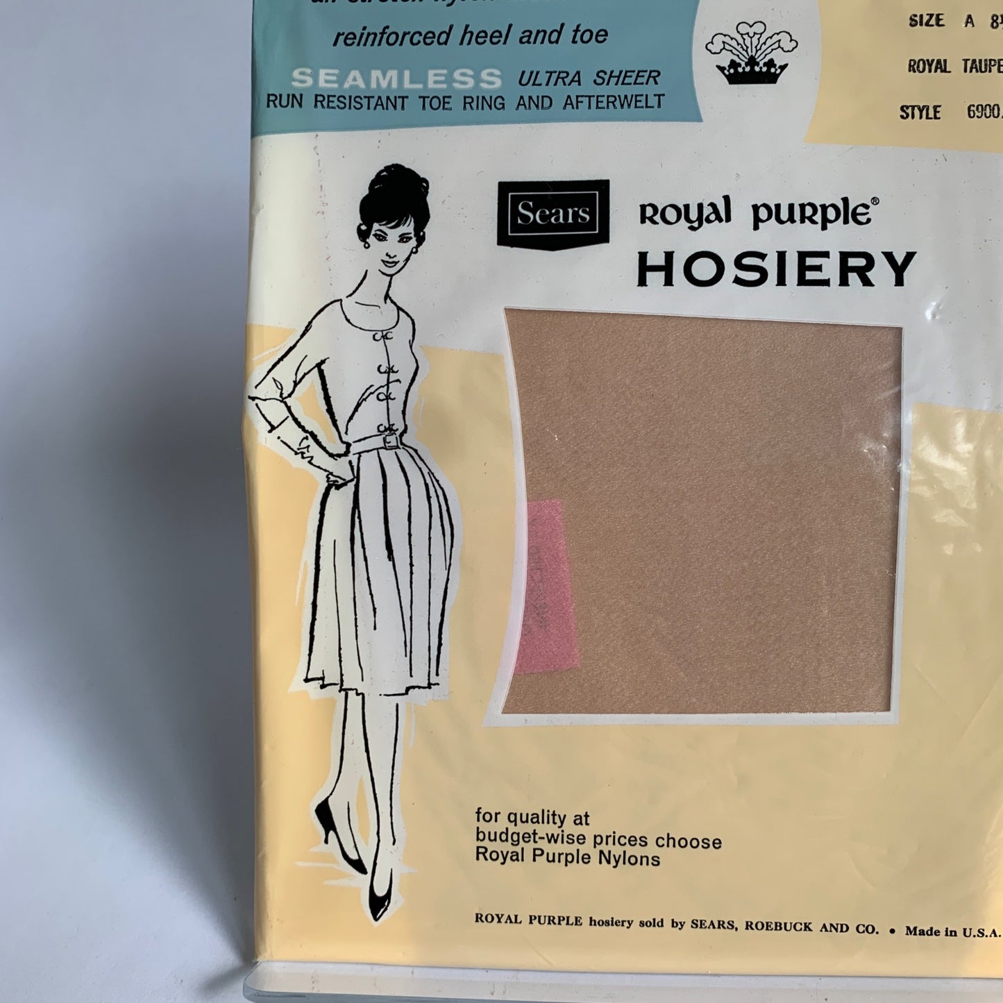 Sears Royal Purple Hosiery Seamless Ultra Sheer Nylons Stockings Vintage