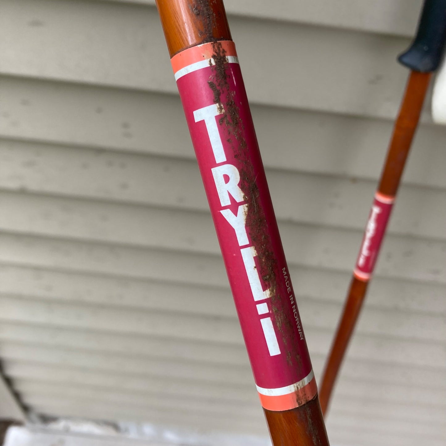 Vintage TRYLI Bamboo Ski Poles 137cm Leather Straps Made in Norway